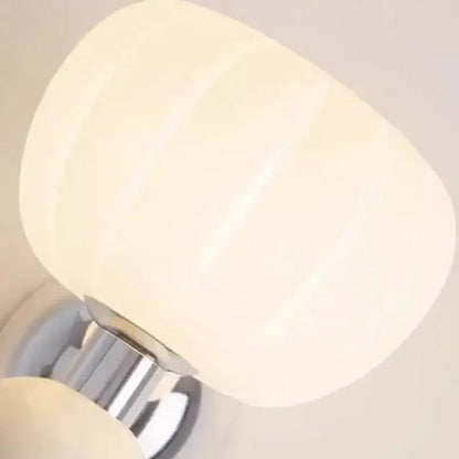 Ribbed cream glass pumpkin wall lamps bedroom chrome lighting