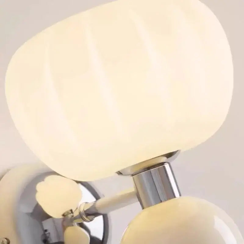 Ribbed cream glass pumpkin wall lamps bedroom chrome lighting