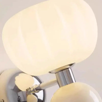 Ribbed cream glass pumpkin wall lamps bedroom chrome lighting