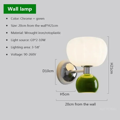 Ribbed cream glass pumpkin wall lamps bedroom chrome lighting
