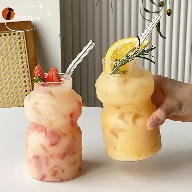 Ribbed frosted borosilicate glass cups kitchen mason jar tumblers