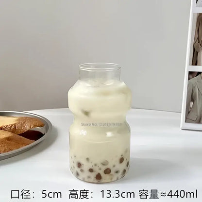 Ribbed frosted borosilicate glass cups kitchen mason jar tumblers