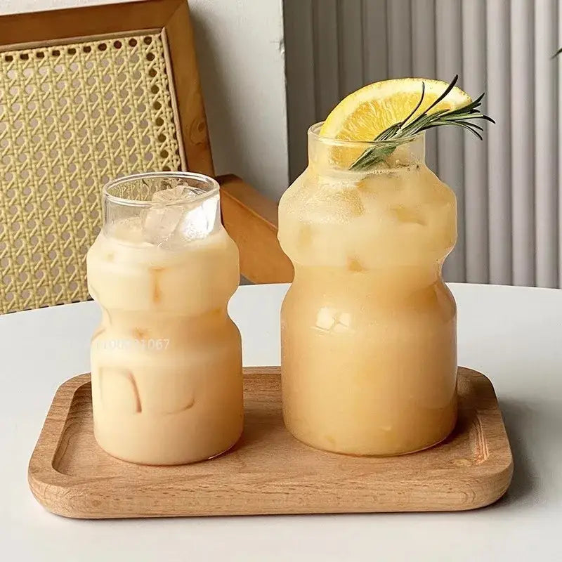 Ribbed frosted borosilicate glass cups kitchen mason jar tumblers