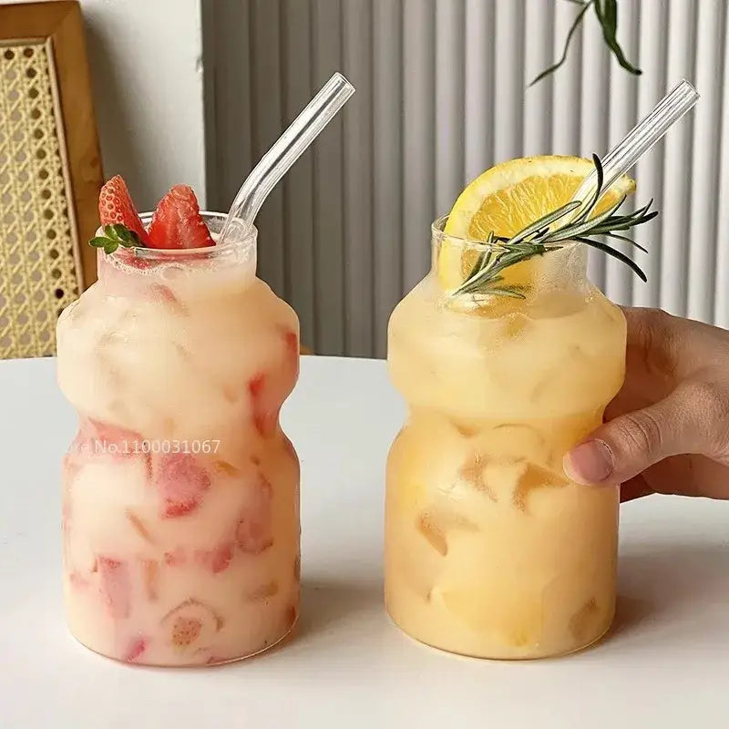 Ribbed frosted borosilicate glass cups kitchen mason jar tumblers
