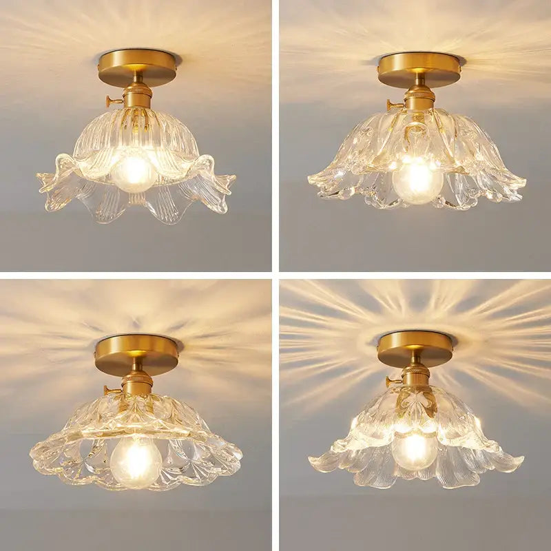 Ribbed glass copper led ceiling light dining room chandelier