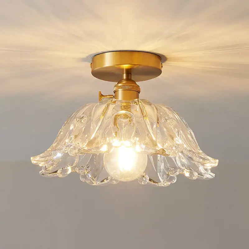Ribbed glass copper led ceiling light dining room chandelier