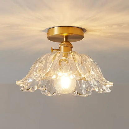 Ribbed glass copper led ceiling light dining room chandelier
