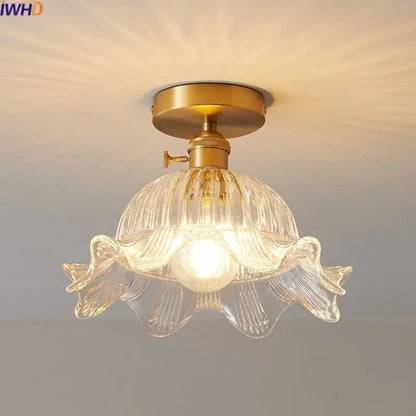 Ribbed glass copper led ceiling light dining room chandelier