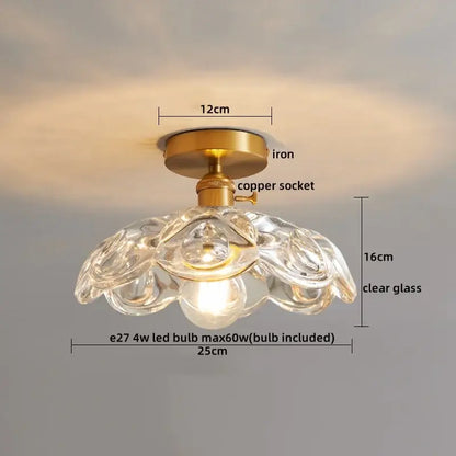 Ribbed glass copper led ceiling light dining room chandelier