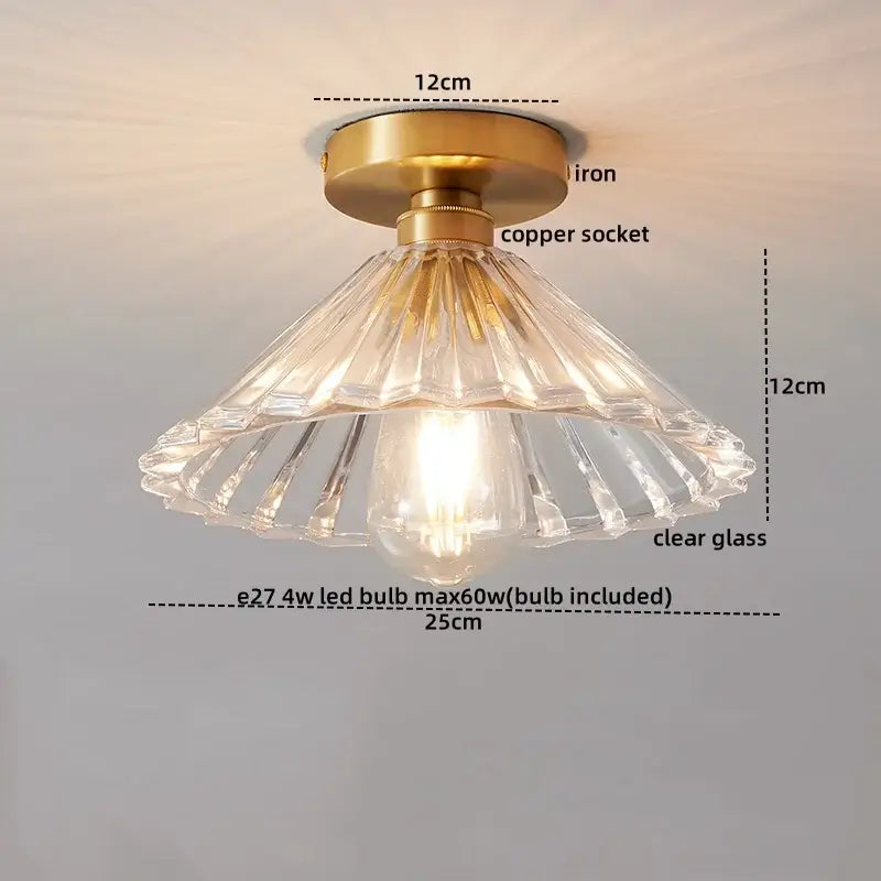 Ribbed glass copper led ceiling light dining room chandelier
