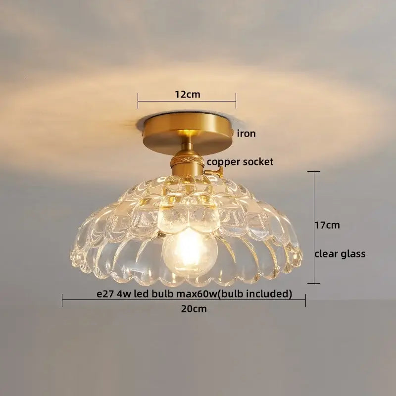Ribbed glass copper led ceiling light dining room chandelier