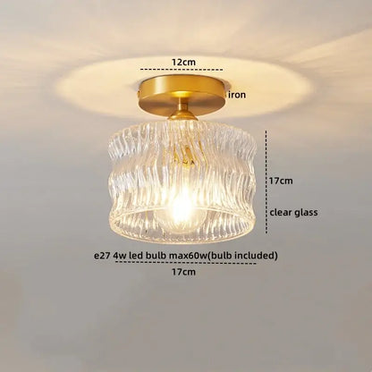 Ribbed glass copper led ceiling light dining room chandelier