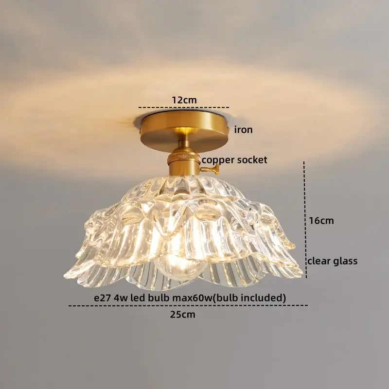 Ribbed glass copper led ceiling light dining room chandelier