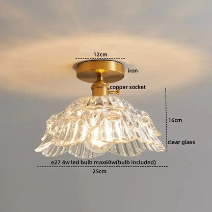 Ribbed glass copper led ceiling light dining room chandelier
