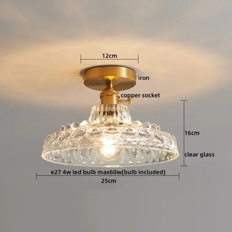 Ribbed glass copper led ceiling light dining room chandelier