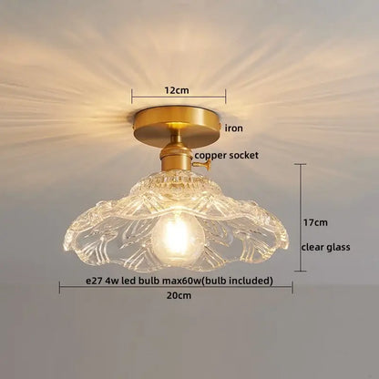 Ribbed glass copper led ceiling light dining room chandelier