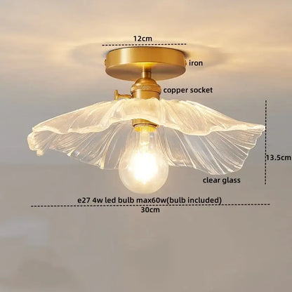 Ribbed glass copper led ceiling light dining room chandelier