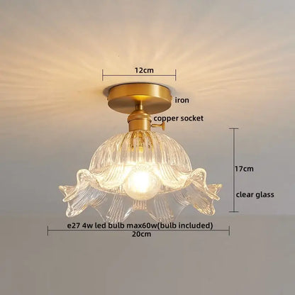 Ribbed glass copper led ceiling light dining room chandelier