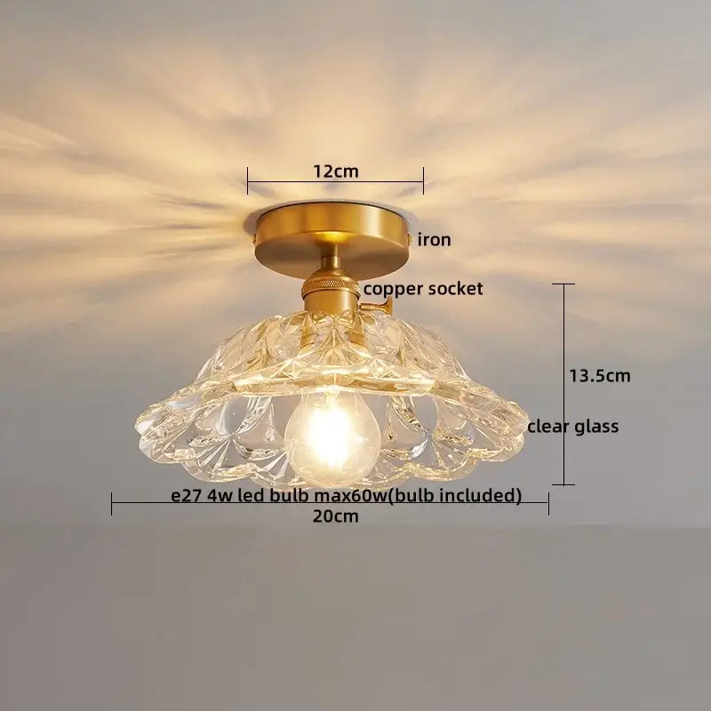 Ribbed glass copper led ceiling light dining room chandelier