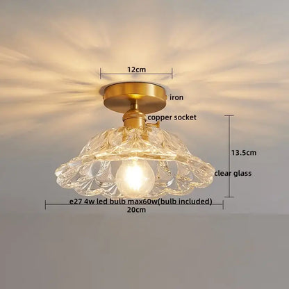 Ribbed glass copper led ceiling light dining room chandelier