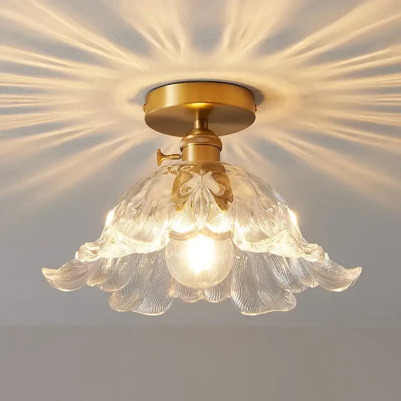 Ribbed glass copper led ceiling light dining room chandelier