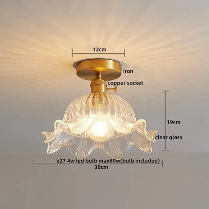 Ribbed glass copper led ceiling light dining room chandelier
