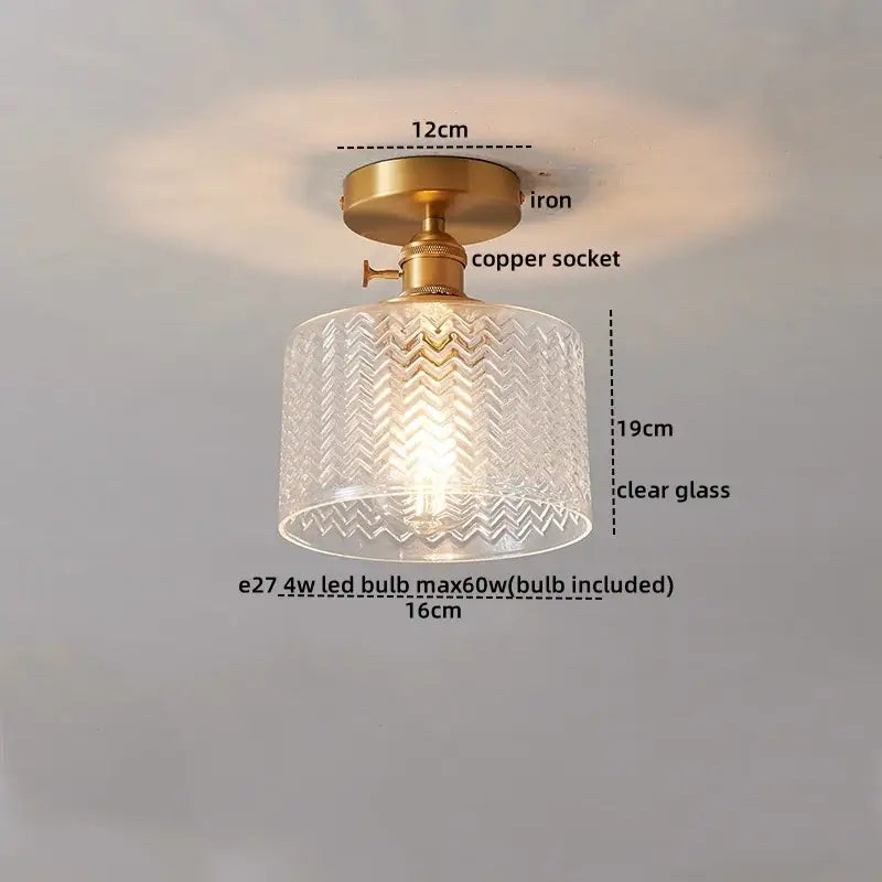 Ribbed glass copper led ceiling light dining room chandelier