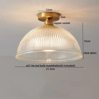 Ribbed glass copper led ceiling light dining room chandelier