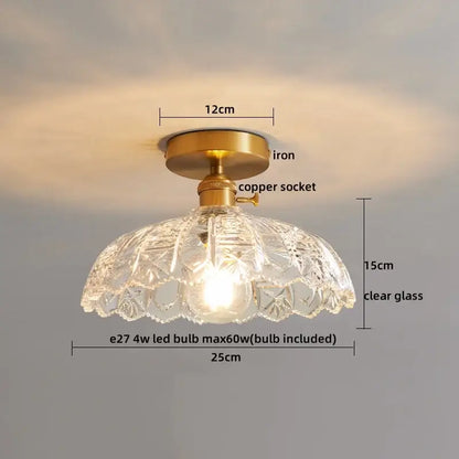 Ribbed glass copper led ceiling light dining room chandelier