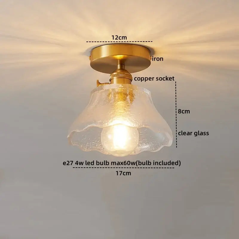 Ribbed glass copper led ceiling light dining room chandelier