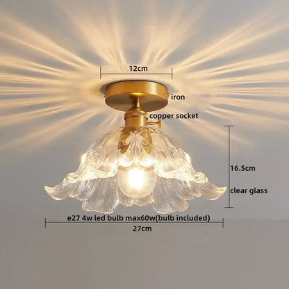 Ribbed glass copper led ceiling light dining room chandelier