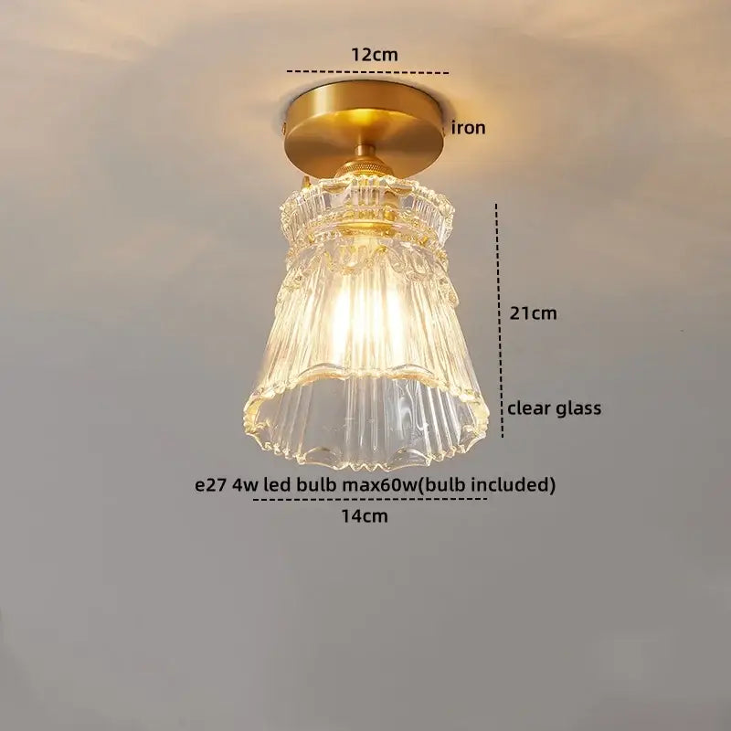 Ribbed glass copper led ceiling light dining room chandelier