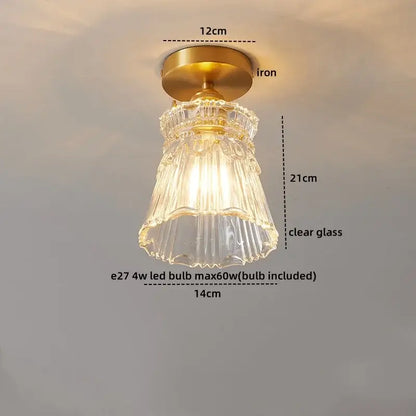 Ribbed glass copper led ceiling light dining room chandelier