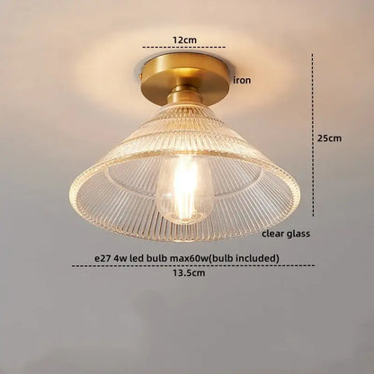 Ribbed glass copper led ceiling light dining room chandelier