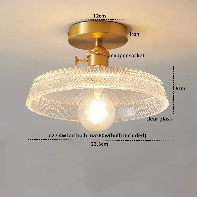 Ribbed glass copper led ceiling light dining room chandelier