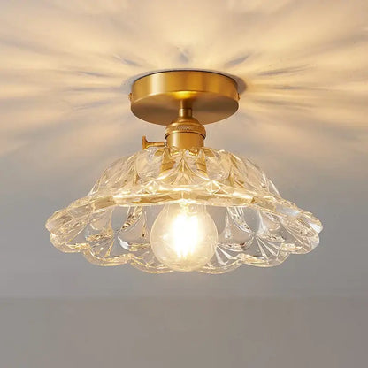 Ribbed glass copper led ceiling light dining room chandelier