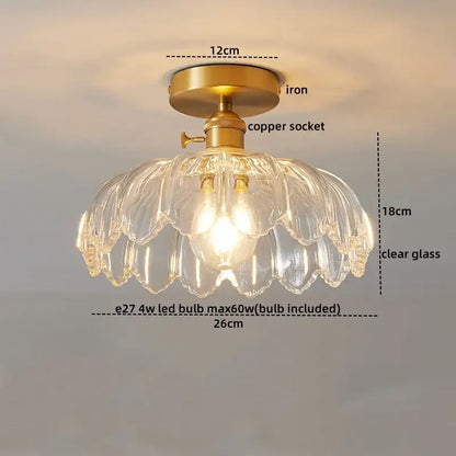 Ribbed glass copper led ceiling light dining room chandelier