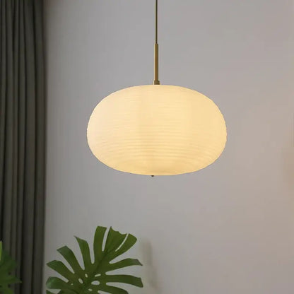 Ribbed glass copper led pendant chandelier for dining room