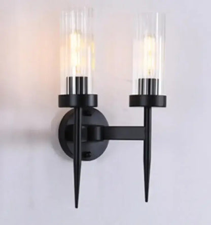 Ribbed glass gold led wall lights for bedroom