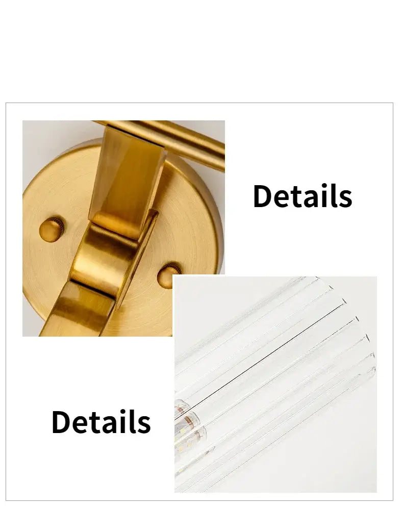 Ribbed glass gold led wall lights for bedroom