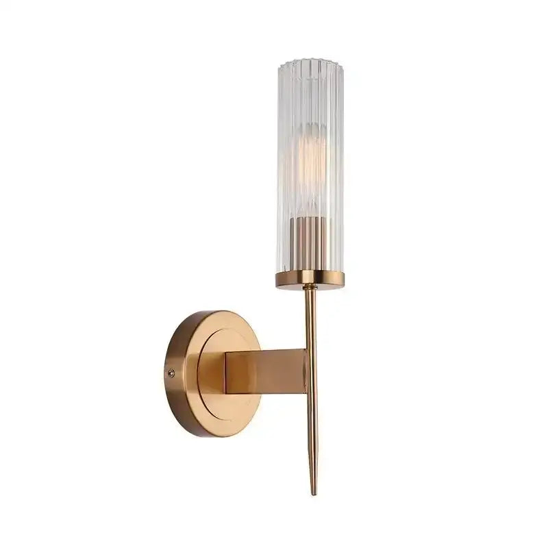 Ribbed glass gold led wall lights for bedroom