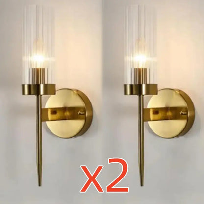 Ribbed glass gold led wall lights for bedroom