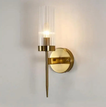Ribbed glass gold led wall lights for bedroom