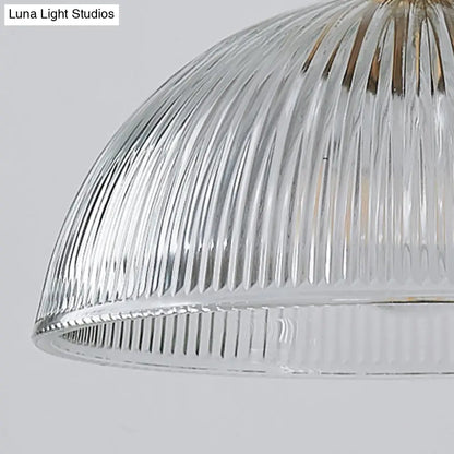 DecorBites™ Ribbed Glass Pendant Light - Simplicity Brass Mini Hanging Lamp for Dining Room
