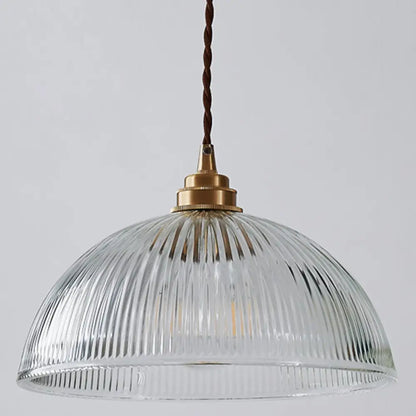 DecorBites™ Ribbed Glass Pendant Light - Simplicity Brass Mini Hanging Lamp for Dining Room