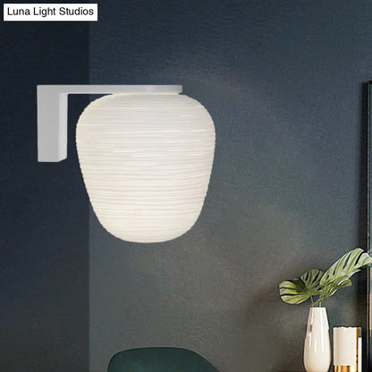 DecorBites™ Ribbed Glass Sconce: Simple 1-Light Wall Mounted Lighting in Milky White