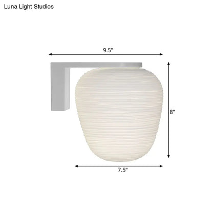 DecorBites™ Ribbed Glass Sconce: Simple 1-Light Wall Mounted Lighting in Milky White