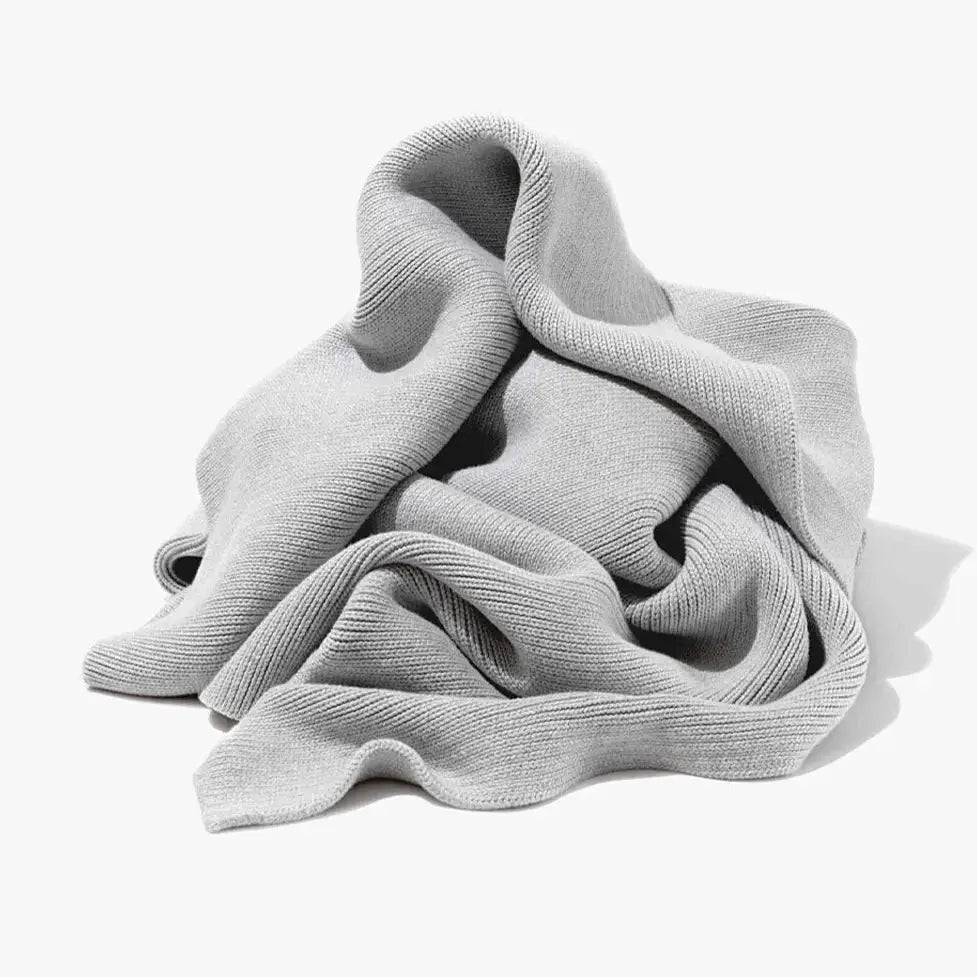 Ribbed gray organic cotton weighted blanket bedroom sleep quilt