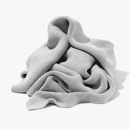 Ribbed gray organic cotton weighted blanket bedroom sleep quilt