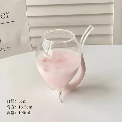 Ribbed heart love glass mugs kitchen dining room couple cups
